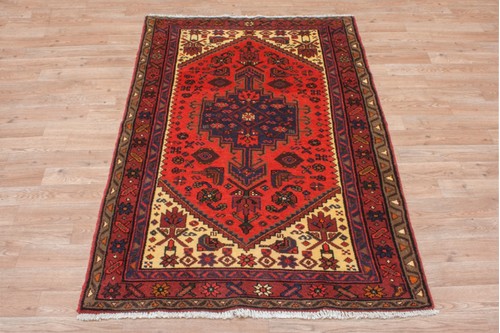 100% Wool Red Persian Hamadan Rug HAM014000 154x99 Handknotted in Iran with a 11mm pile
