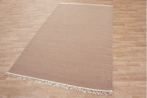Wool woven onto Cotton Beige Indian Dhurrie Rug Handmade in India with a 5mm pile