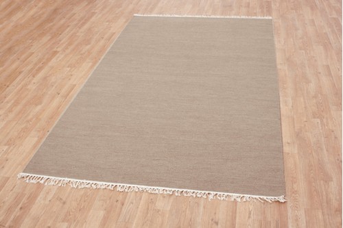 Wool woven onto Cotton Cream Indian Dhurrie Rug Handmade in India with a 5mm pile