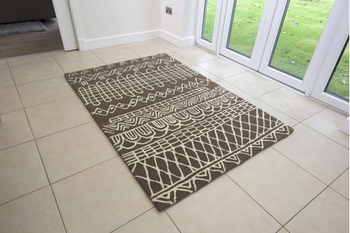100% WOOL Brown Moroccan Style Tribal Rug Handmade in India with a pile