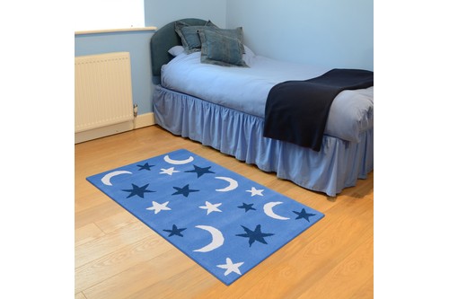 100% Wool Blue Kids Rug L.Blue Night Sky LKI011 Handmade in India with a 15mm pile