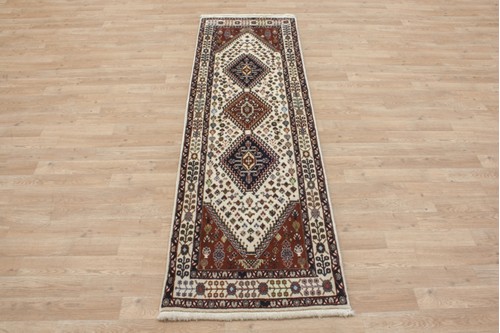 100% Wool Multi coloured Persian Ghashahayi Rug PGI041000 206x63 Handknotted in Iran with a 10mm pile