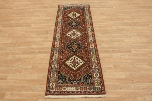 100% Wool Multi coloured Persian Ghashahayi Rug PGI041000 211x62 Handknotted in Iran with a 10mm pile