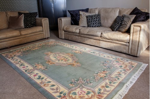 100% Wool Green Premier Superwashed Chinese Rug D.112 Handknotted in China with a 25mm pile