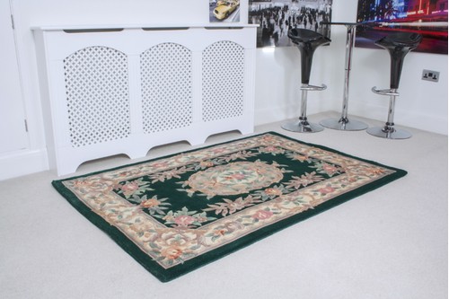100% Wool Green Premier Superwashed Chinese Rug D.361 Hand knotted in China with a 25mm pile