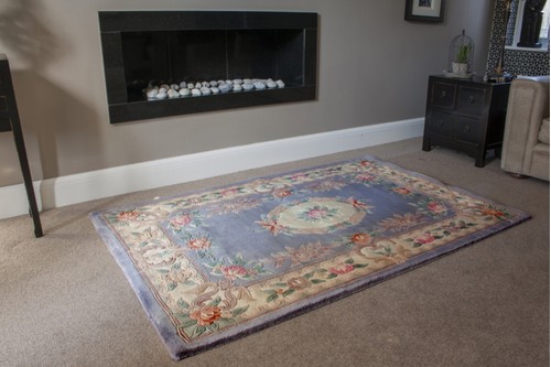 100% Wool Grey Premier Superwashed Chinese Rug Design Handknotted in China with a 25mm pile