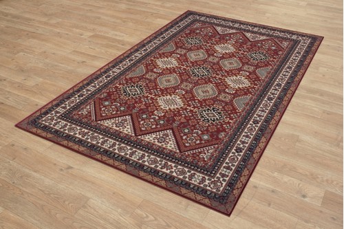 100% Wool Red Mohatta Woven Rug Machine Woven in Moldova with a 10mm pile