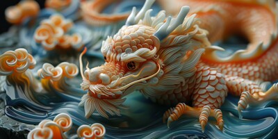 chinese new year dragon watercolor background2